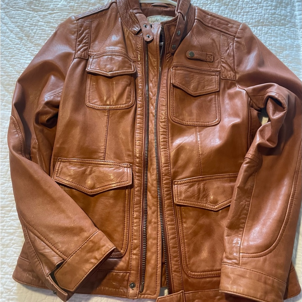 Lucky Brand Tan 100% lamb leather Leather Jacket